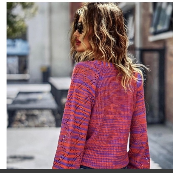 NWT Miss Sparkling  multi colored buttoned cardigan sweater. 100% acrylic - Picture 2 of 2